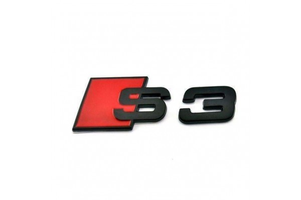 Αυτοκόλλητο Σήμα Λογότυπο Audi S3 Μαύρο 35mm x 80mm 1 Τεμάχιο