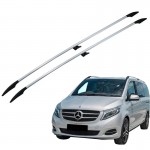 Μπάρες Οροφής Railing Για Mercedes-Benz V-Class W447 14+ Αλουμινίου Ασημί 2 Τεμάχια