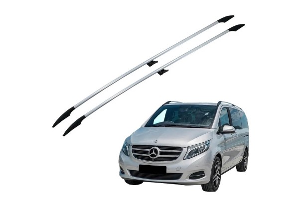 Μπάρες Οροφής Railing Για Mercedes-Benz V-Class W447 14+ Αλουμινίου Ασημί 2 Τεμάχια