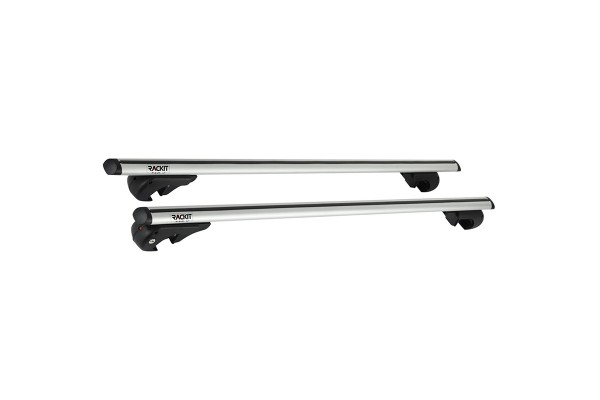 Μπάρες Οροφής Αλουμινίου Universal Rackit RK004 120cm Railing System Σετ Με Πόδια Και Κλειδαριά Ασημί 2 Τεμάχια