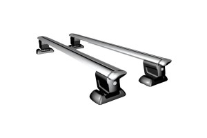 Μπάρες Οροφής Αλουμινίου Αεροδυναμικές Universal Rackit 120cm Fix-Point Σετ Με Πόδια Και Κλειδαριά Ασημί 2 Τεμάχια