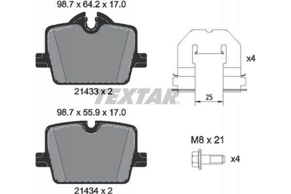 Textar Σετ τακάκια, Δισκόφρενα - 2143301 Textar Σετ τακάκια, Δισκόφρενα - 2143301