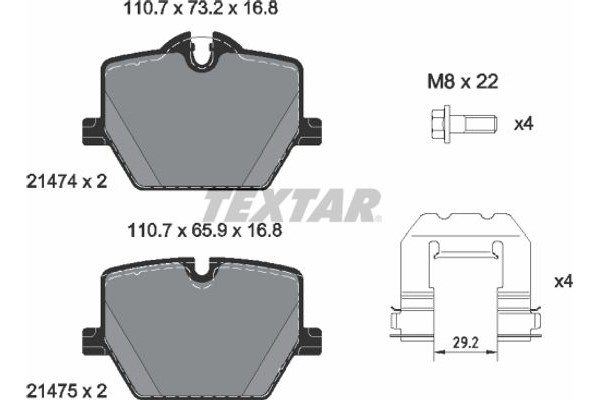 Textar Σετ τακάκια, Δισκόφρενα - 2147401