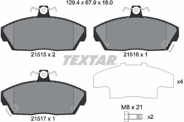 Textar Σετ τακάκια, Δισκόφρενα - 2151503