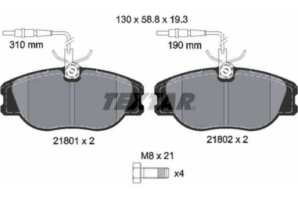 Textar Σετ τακάκια, Δισκόφρενα - 2180101 Textar Σετ τακάκια, Δισκόφρενα - 2180101