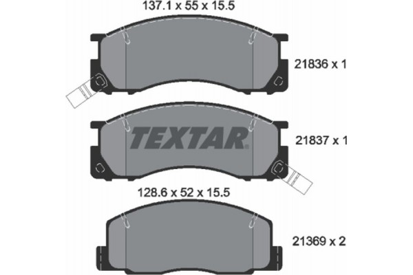 Textar Σετ τακάκια, Δισκόφρενα - 2183601 Textar Σετ τακάκια, Δισκόφρενα - 2183601