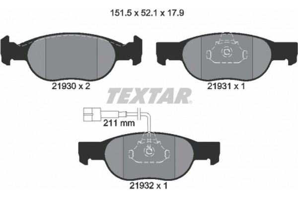 Textar Σετ τακάκια, Δισκόφρενα - 2193002 Textar Σετ τακάκια, Δισκόφρενα - 2193002
