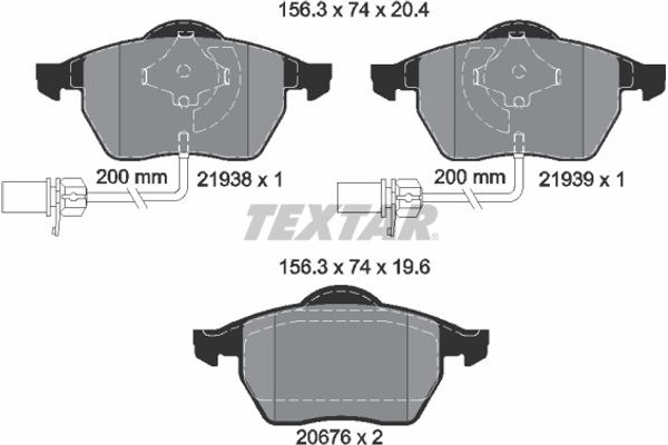 Textar Σετ τακάκια, Δισκόφρενα - 2193801