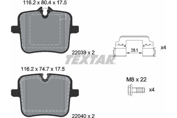 Textar Σετ τακάκια, Δισκόφρενα - 2203901