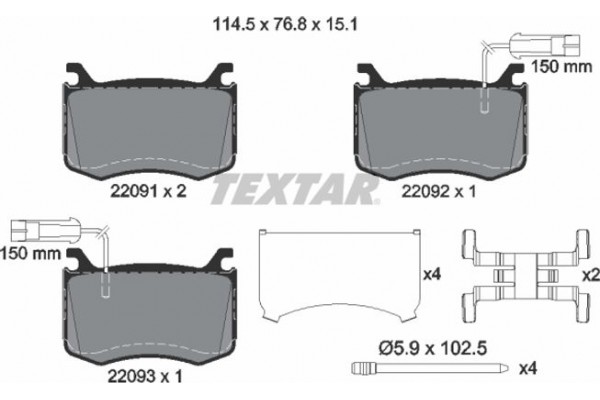 Textar Σετ τακάκια, Δισκόφρενα - 2209101