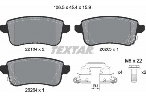 Textar Σετ τακάκια, Δισκόφρενα - 2210401