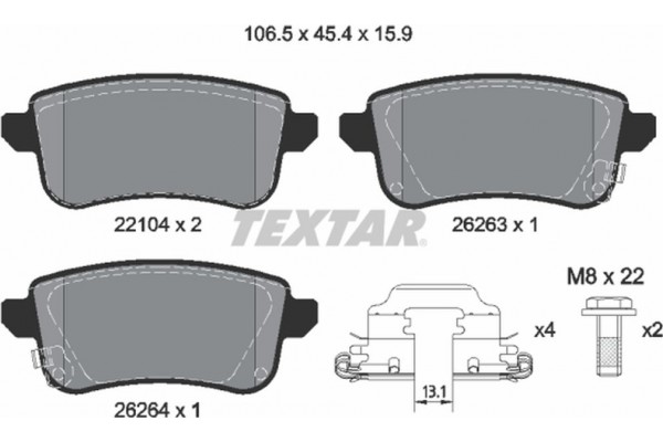 Textar Σετ τακάκια, Δισκόφρενα - 2210401 Textar Σετ τακάκια, Δισκόφρενα - 2210401