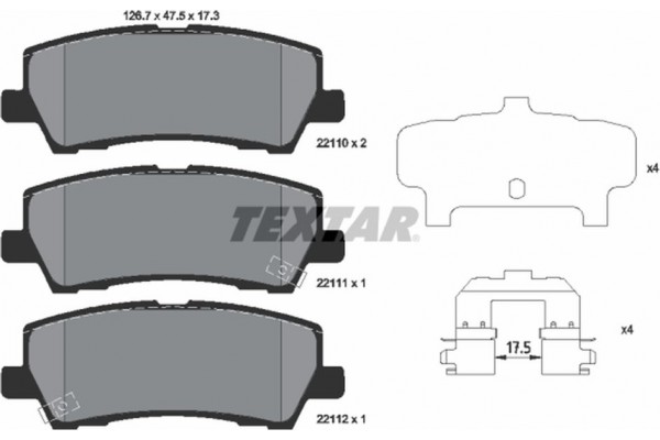 Textar Σετ τακάκια, Δισκόφρενα - 2211001