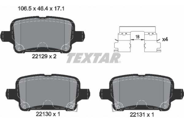 Textar Σετ τακάκια, Δισκόφρενα - 2212901