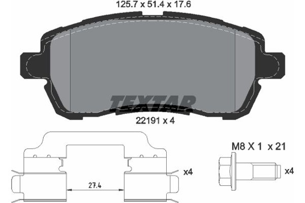 Textar Σετ τακάκια, Δισκόφρενα - 2219103