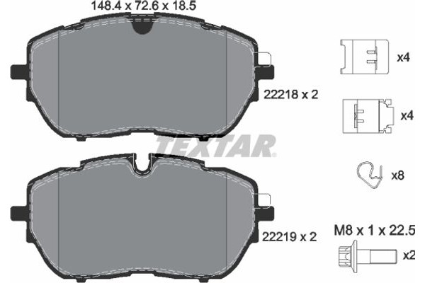 Textar Σετ τακάκια, Δισκόφρενα - 2221801