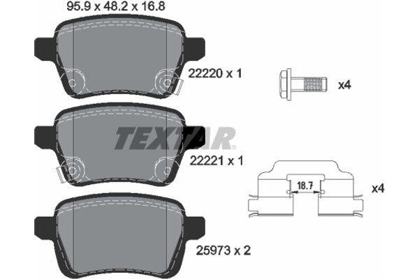 Textar Σετ τακάκια, Δισκόφρενα - 2222001