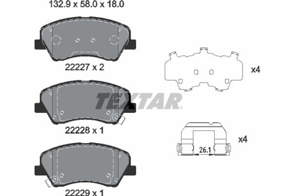 Textar Σετ τακάκια, Δισκόφρενα - 2222701