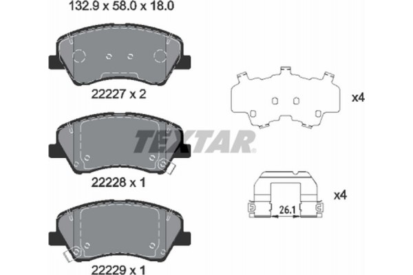 Textar Σετ τακάκια, Δισκόφρενα - 2222701 Textar Σετ τακάκια, Δισκόφρενα - 2222701