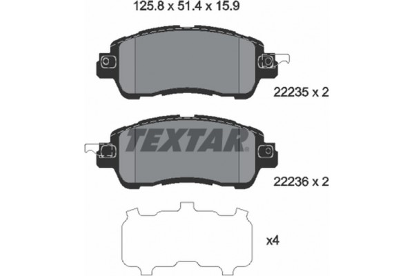 Textar Σετ τακάκια, Δισκόφρενα - 2223501 Textar Σετ τακάκια, Δισκόφρενα - 2223501