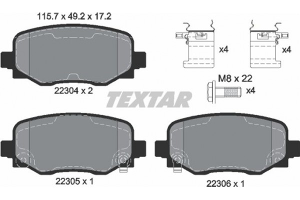 Textar Σετ τακάκια, Δισκόφρενα - 2230401