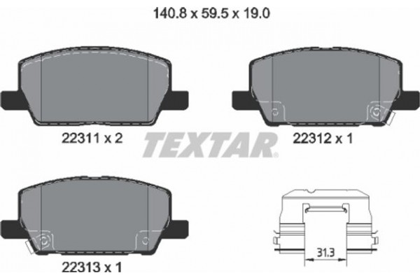 Textar Σετ τακάκια, Δισκόφρενα - 2231102