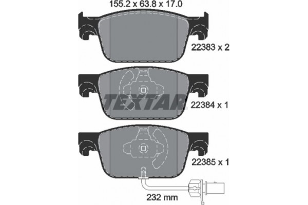 Textar Σετ τακάκια, Δισκόφρενα - 2238301