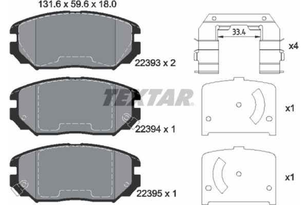 Textar Σετ τακάκια, Δισκόφρενα - 2239301 Textar Σετ τακάκια, Δισκόφρενα - 2239301