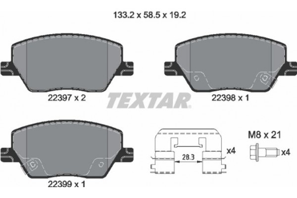 Textar Σετ τακάκια, Δισκόφρενα - 2239701