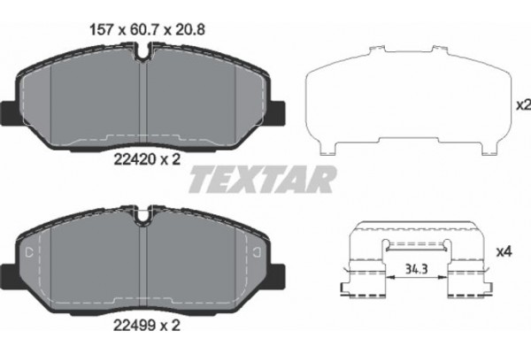 Textar Σετ τακάκια, Δισκόφρενα - 2242001