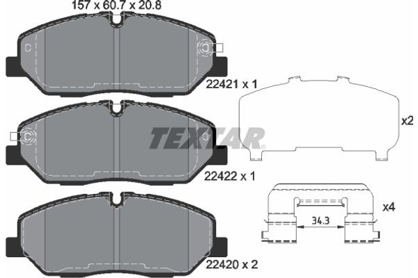 Textar Σετ τακάκια, Δισκόφρενα - 2242101