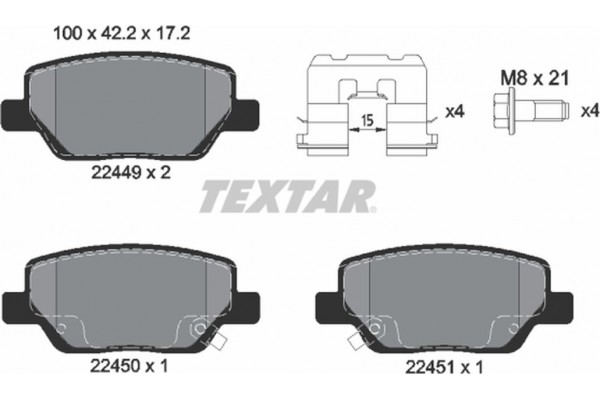 Textar Σετ τακάκια, Δισκόφρενα - 2244901 Textar Σετ τακάκια, Δισκόφρενα - 2244901