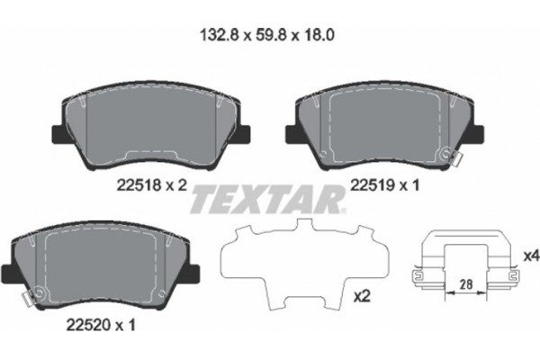 Textar Σετ τακάκια, Δισκόφρενα - 2251801