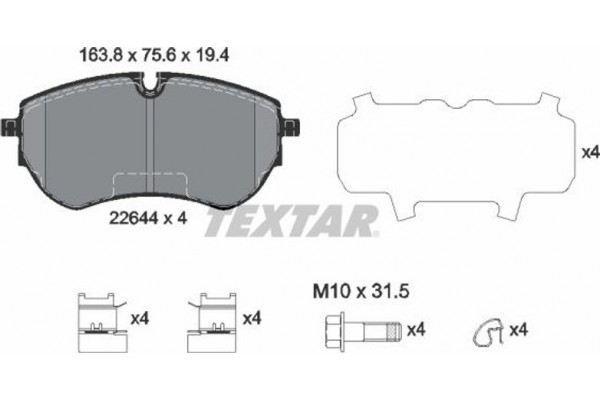 Textar Σετ τακάκια, Δισκόφρενα - 2264401