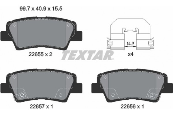 Textar Σετ τακάκια, Δισκόφρενα - 2265501