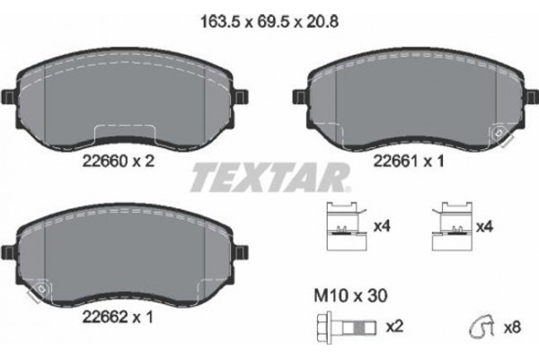 Textar Σετ τακάκια, Δισκόφρενα - 2266001