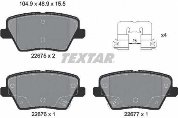 Textar Σετ τακάκια, Δισκόφρενα - 2267501