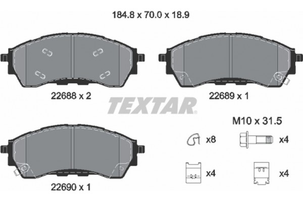 Textar Σετ τακάκια, Δισκόφρενα - 2268801 Textar Σετ τακάκια, Δισκόφρενα - 2268801