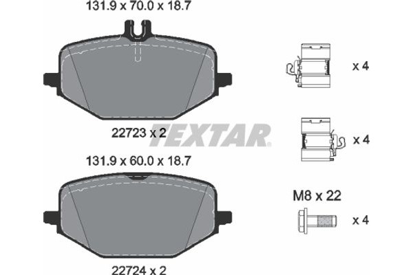 Textar Σετ τακάκια, Δισκόφρενα - 2272303