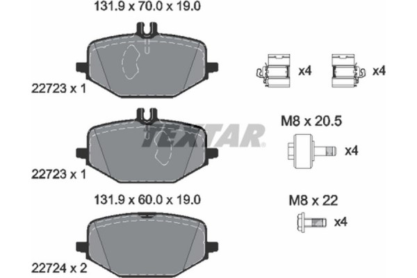Textar Σετ τακάκια, Δισκόφρενα - 2272301 Textar Σετ τακάκια, Δισκόφρενα - 2272301