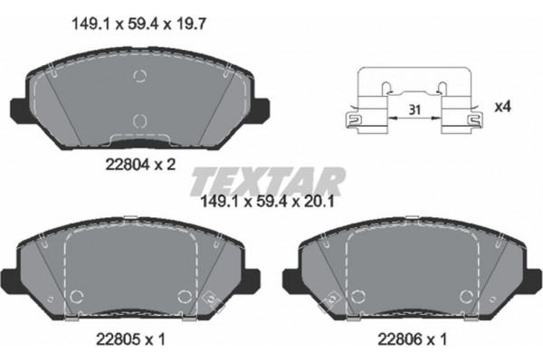 Textar Σετ τακάκια, Δισκόφρενα - 2280401 Textar Σετ τακάκια, Δισκόφρενα - 2280401