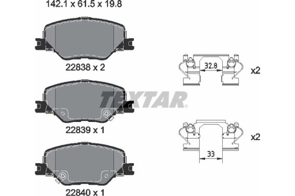 Textar Σετ τακάκια, Δισκόφρενα - 2283801