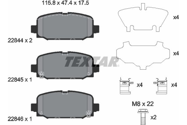 Textar Σετ τακάκια, Δισκόφρενα - 2284401