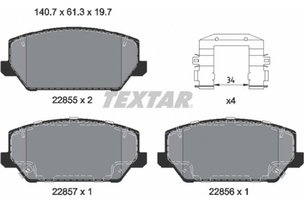 Textar Σετ τακάκια, Δισκόφρενα - 2285501