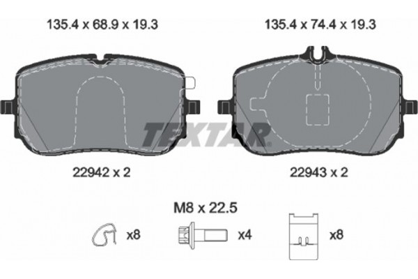 Textar Σετ τακάκια, Δισκόφρενα - 2294201