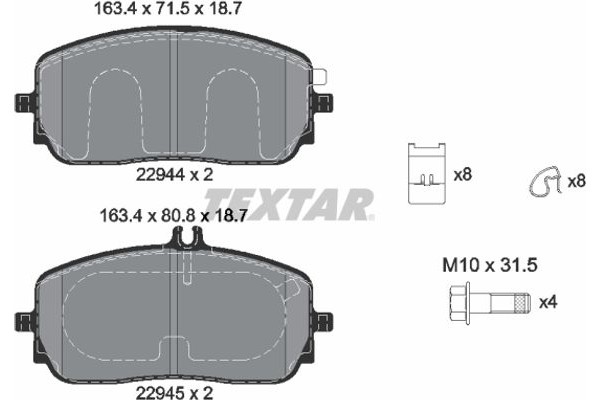 Textar Σετ τακάκια, Δισκόφρενα - 2294401