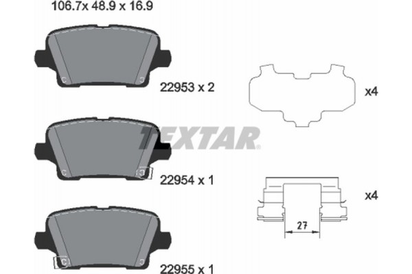 Textar Σετ τακάκια, Δισκόφρενα - 2295301 Textar Σετ τακάκια, Δισκόφρενα - 2295301