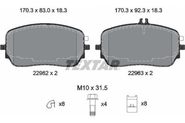 Textar Σετ τακάκια, Δισκόφρενα - 2296201