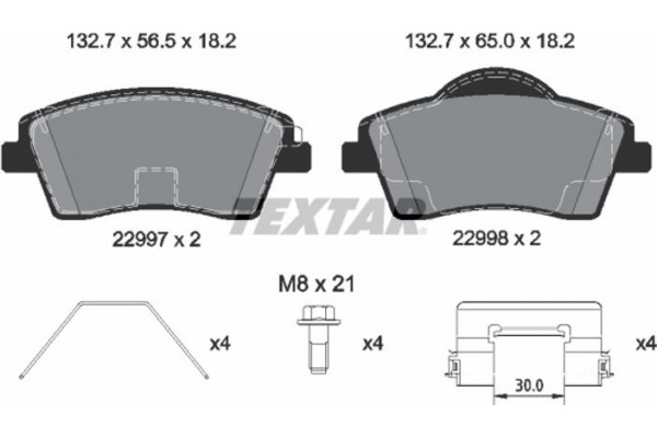 Textar Σετ τακάκια, Δισκόφρενα - 2299701