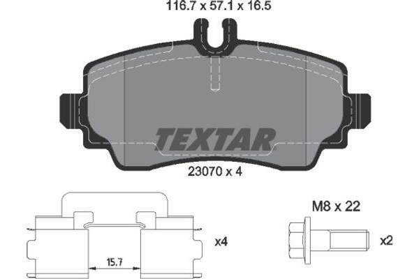 Textar Σετ τακάκια, Δισκόφρενα - 2307003